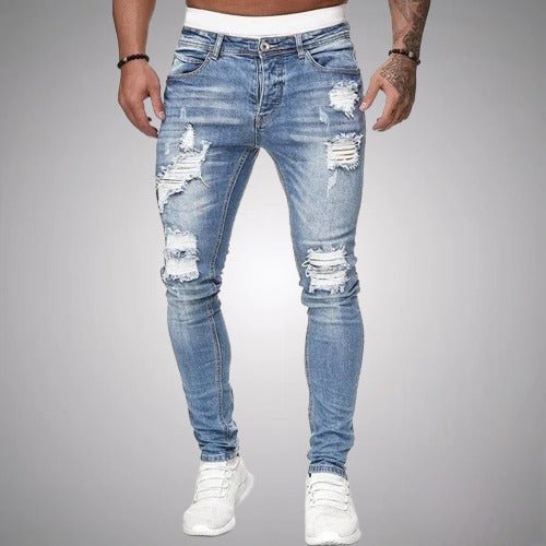 Slim-fit stretchjeans voor heren met scheuren – casual denim in used-look voor dagelijks gebruik