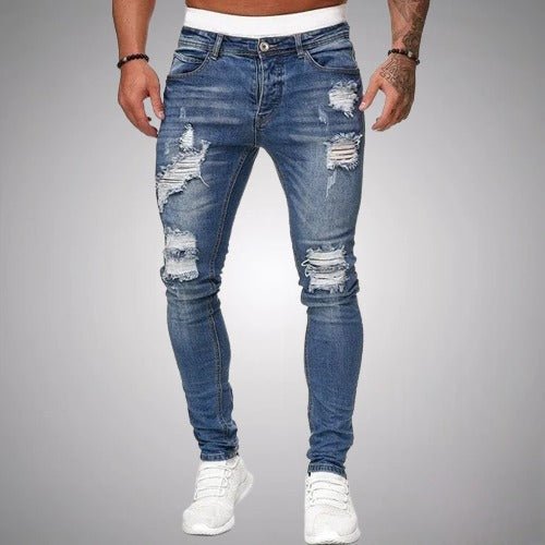Slim-fit stretchjeans voor heren met scheuren – casual denim in used-look voor dagelijks gebruik
