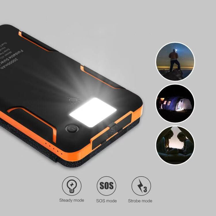 Solar powerbank met 4 panelen en 3 USB-uitgangen – SunCore