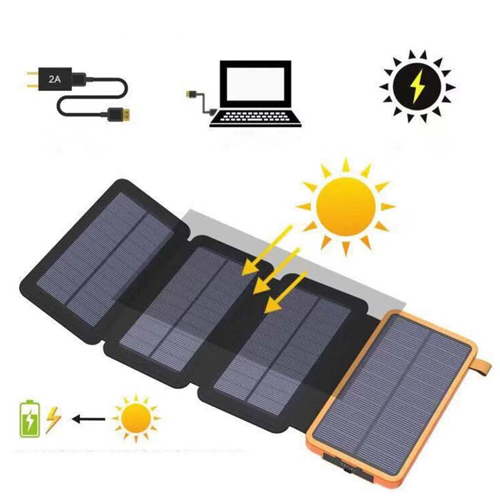 Solar powerbank met 4 panelen en 3 USB-uitgangen – SunCore