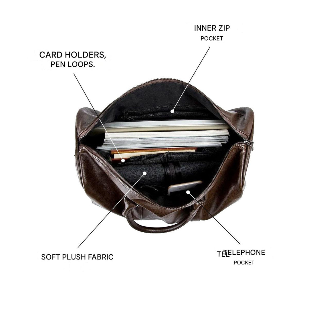 Leren reistas met grote capaciteit – licht & slijtvast handbagage