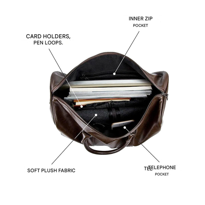Leren reistas met grote capaciteit – licht & slijtvast handbagage