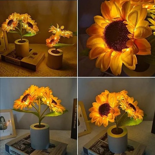 LED-sfeerlamp in zonnebloemstijl, decoratief warm licht
