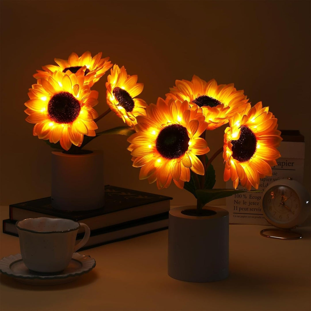 LED-sfeerlamp in zonnebloemstijl, decoratief warm licht