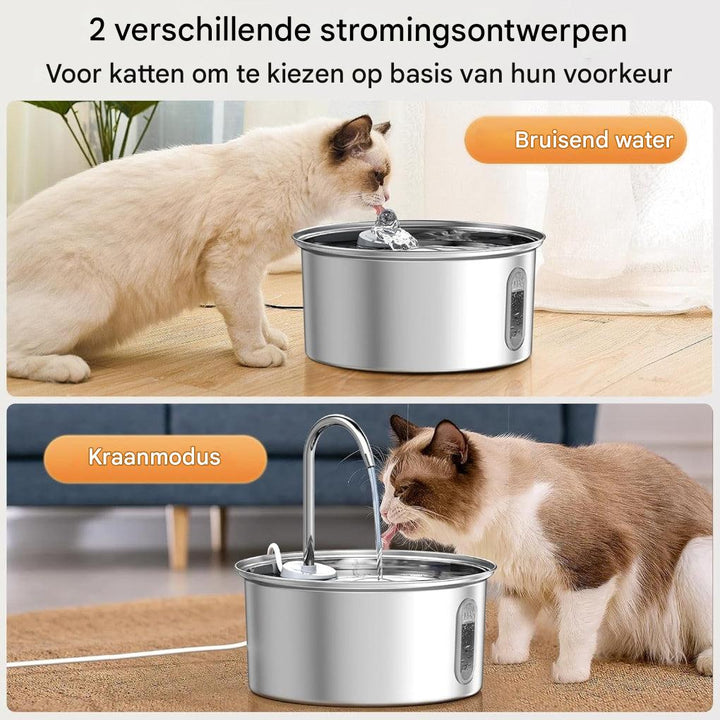 RVS waterfontein voor katten en kleine honden