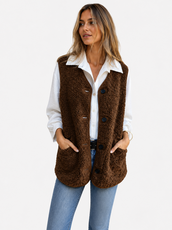 Teddy Bodywarmer voor Dames met Knopen