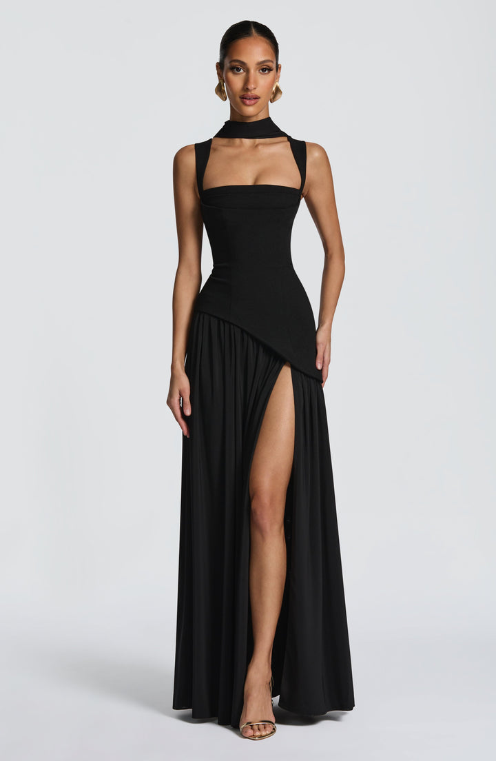 Vloeiende chiffon maxi-jurk met veterdetail op de rug