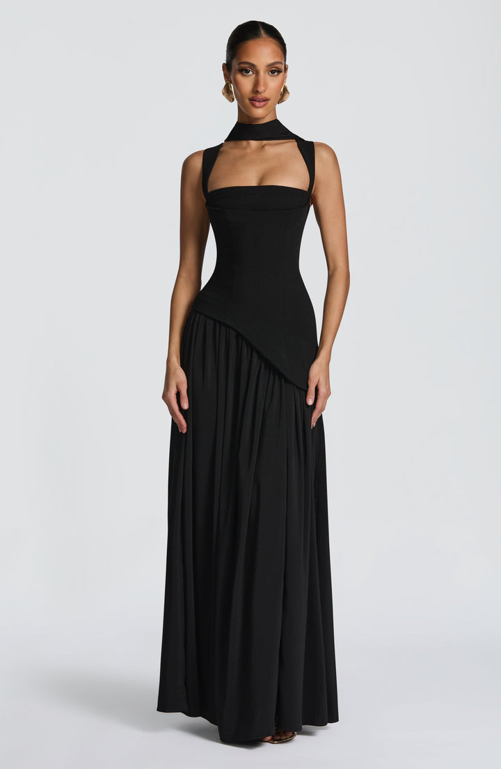 Vloeiende chiffon maxi-jurk met veterdetail op de rug