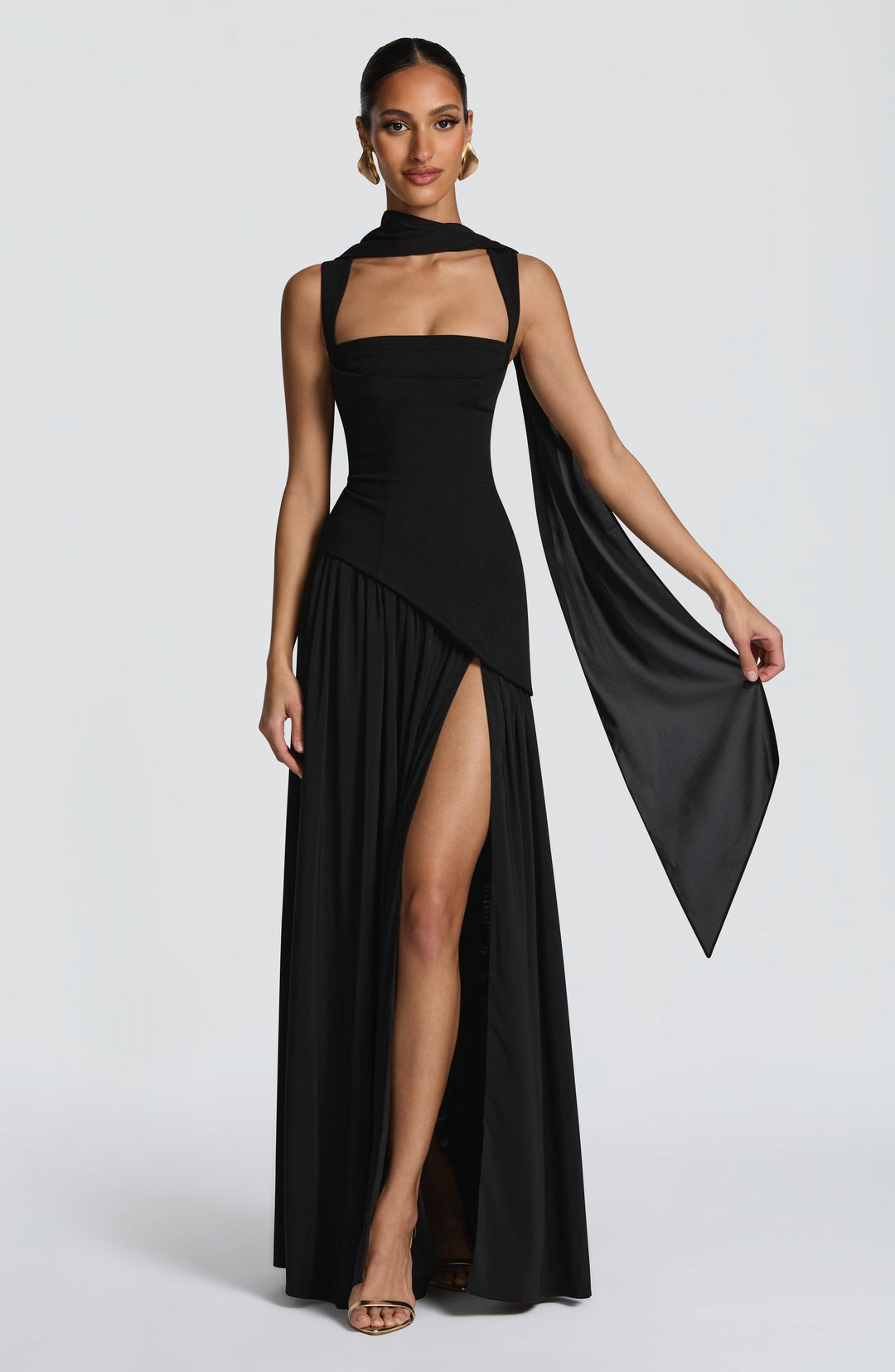 Vloeiende chiffon maxi-jurk met veterdetail op de rug