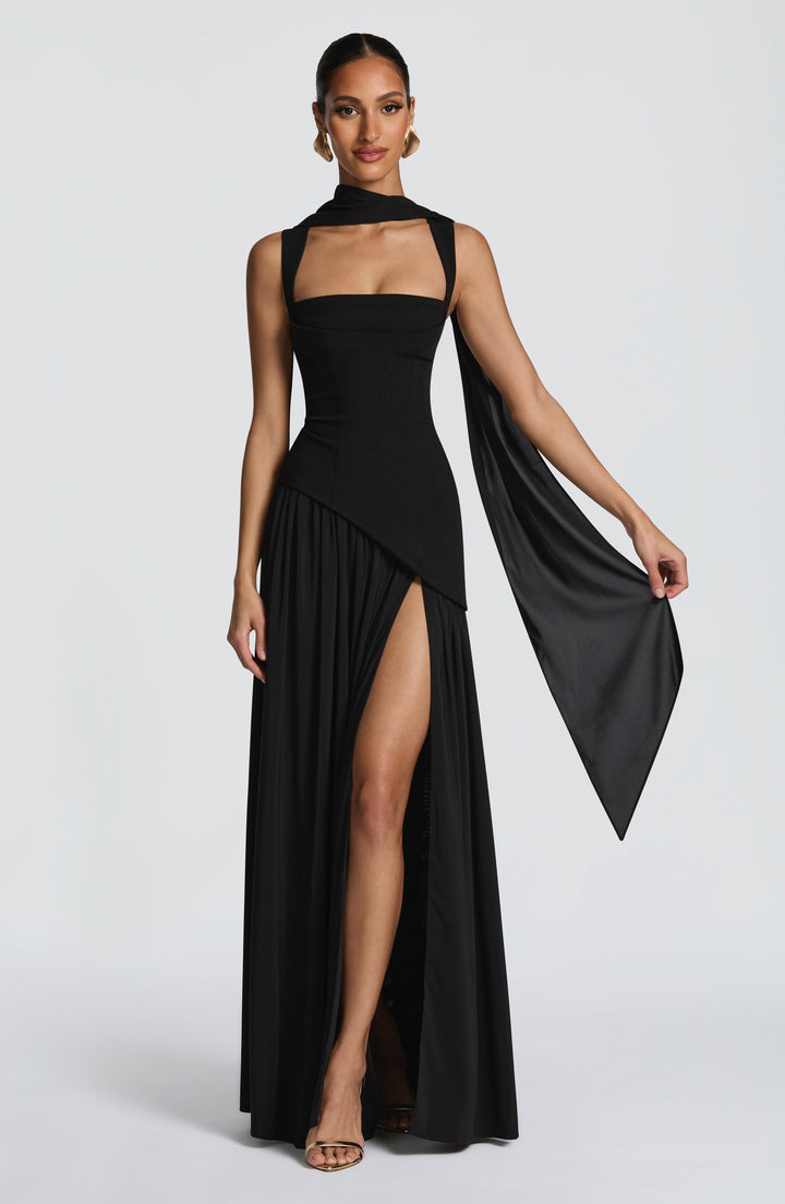 Vloeiende chiffon maxi-jurk met veterdetail op de rug