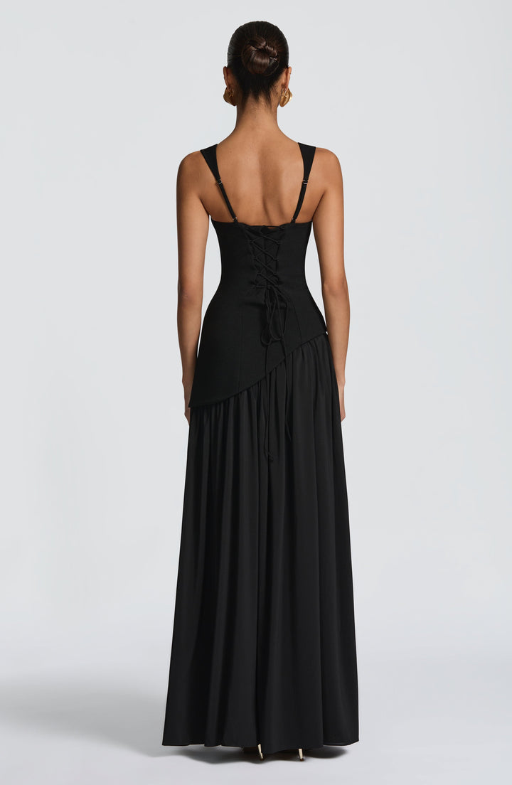Vloeiende chiffon maxi-jurk met veterdetail op de rug
