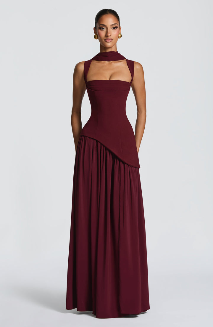 Vloeiende chiffon maxi-jurk met veterdetail op de rug