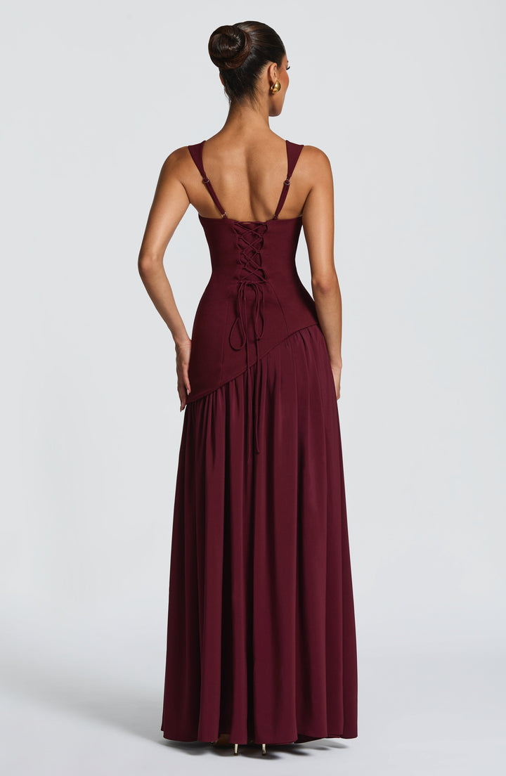 Vloeiende chiffon maxi-jurk met veterdetail op de rug