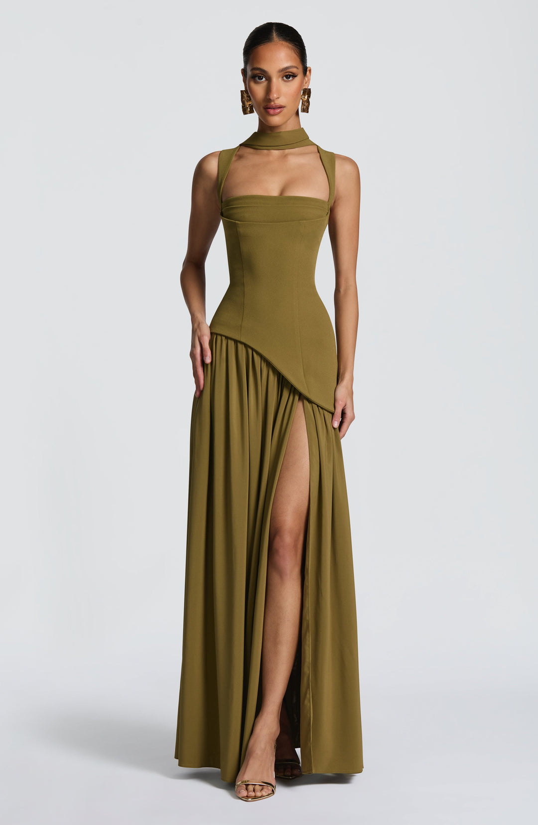 Vloeiende chiffon maxi-jurk met veterdetail op de rug