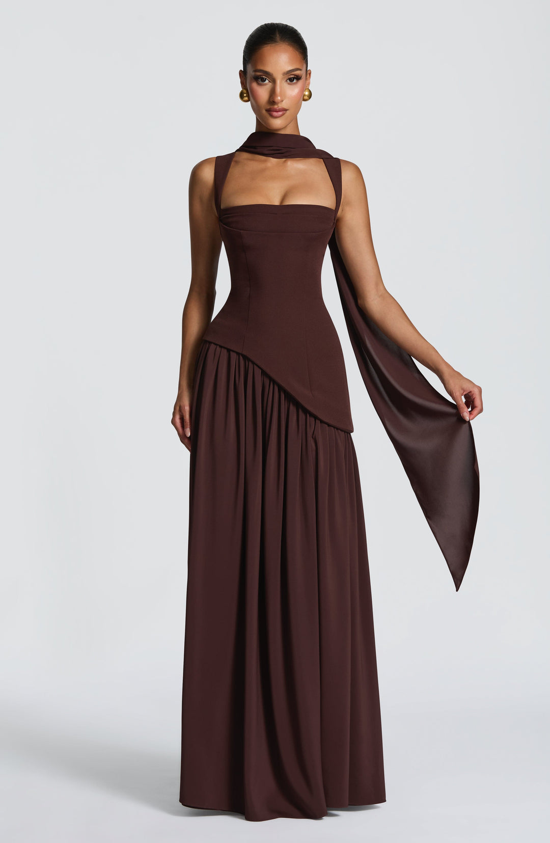 Vloeiende chiffon maxi-jurk met veterdetail op de rug