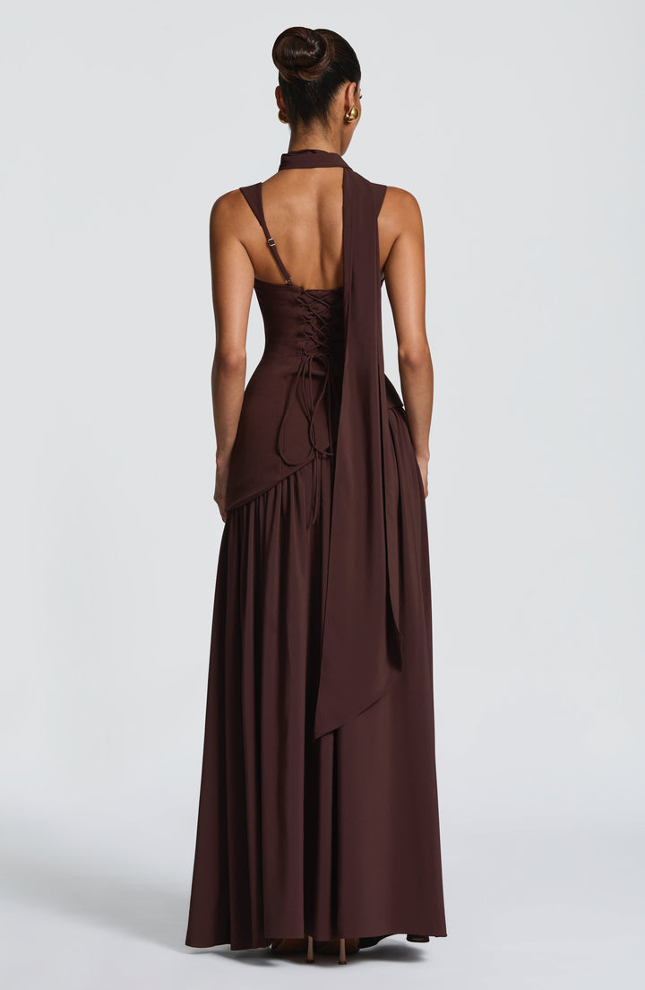 Vloeiende chiffon maxi-jurk met veterdetail op de rug