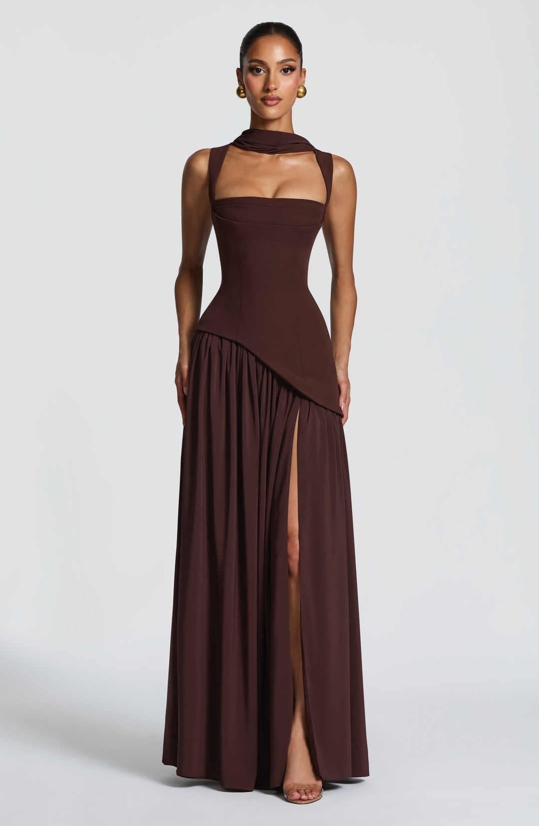 Vloeiende chiffon maxi-jurk met veterdetail op de rug