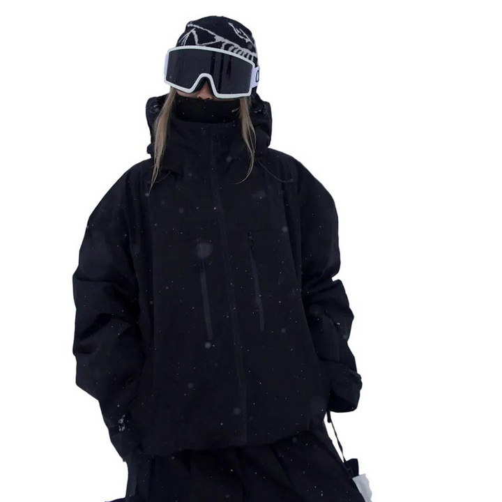 Unisex sneeuwjas met capuchon, ritszakken en trekkoord aan de zoom