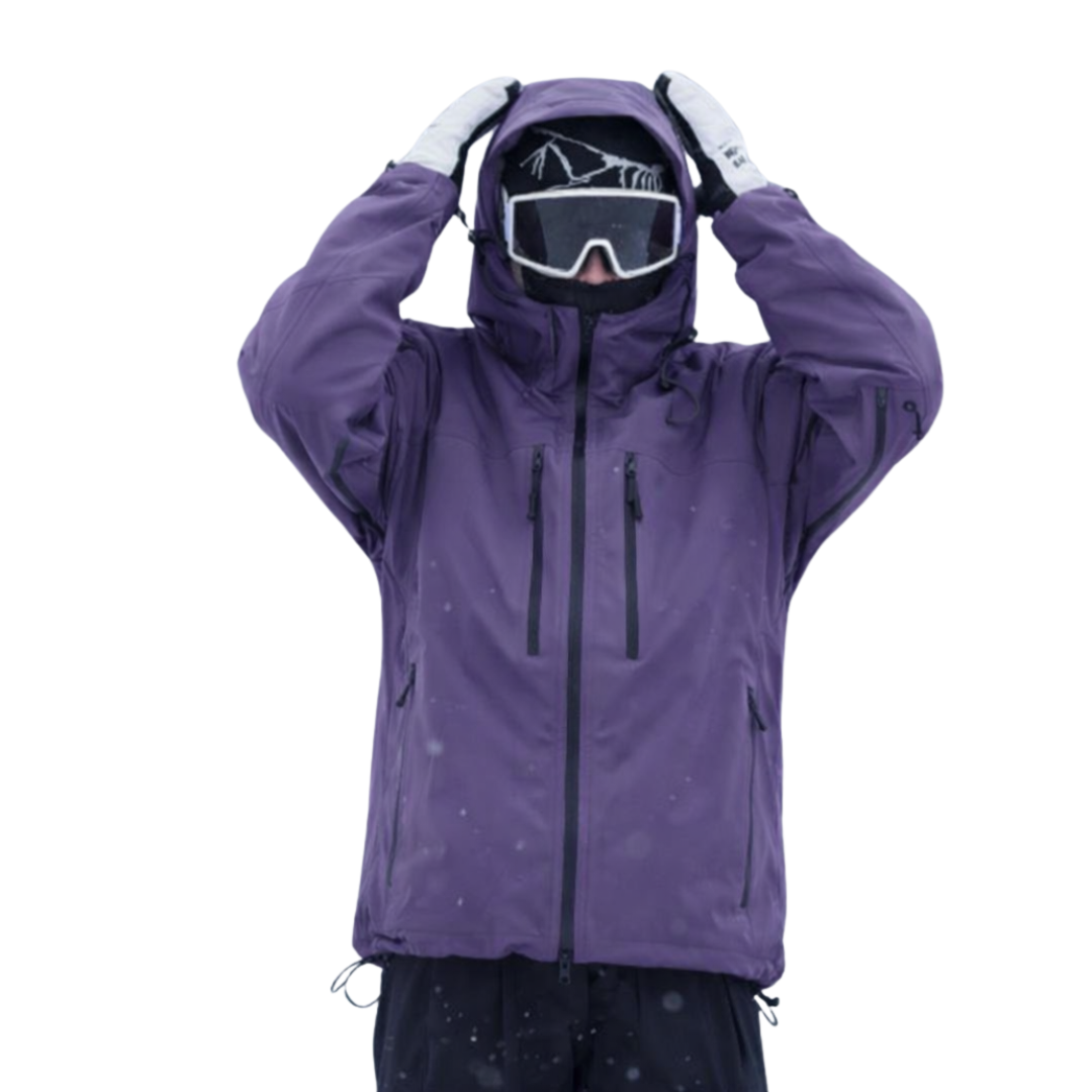 Unisex sneeuwjas met capuchon, ritszakken en trekkoord aan de zoom
