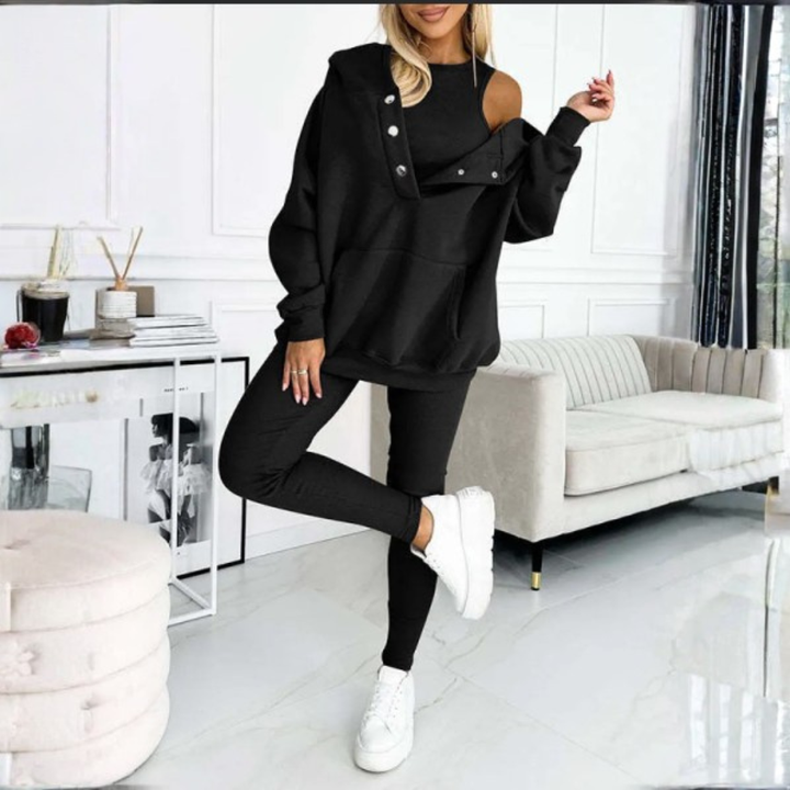 3-delige Fleece Hoodie Set Dames
