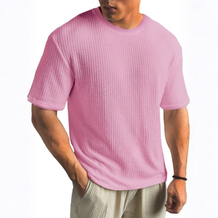 Basketweave Knit T-Shirt Heren