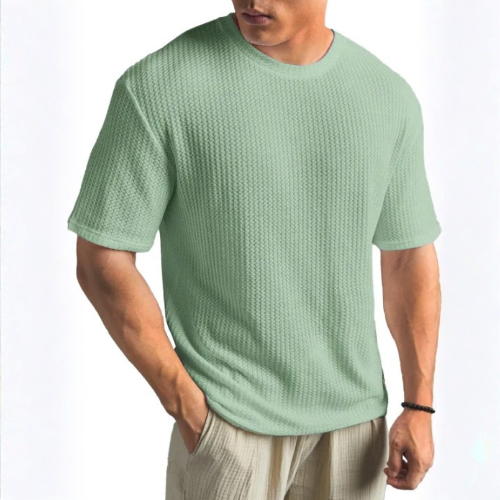 Basketweave Knit T-Shirt Heren