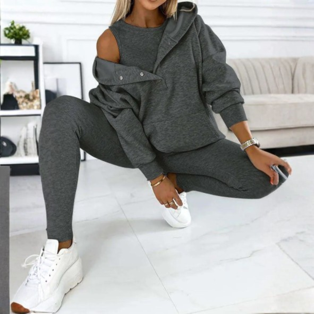 3-delige Fleece Hoodie Set Dames