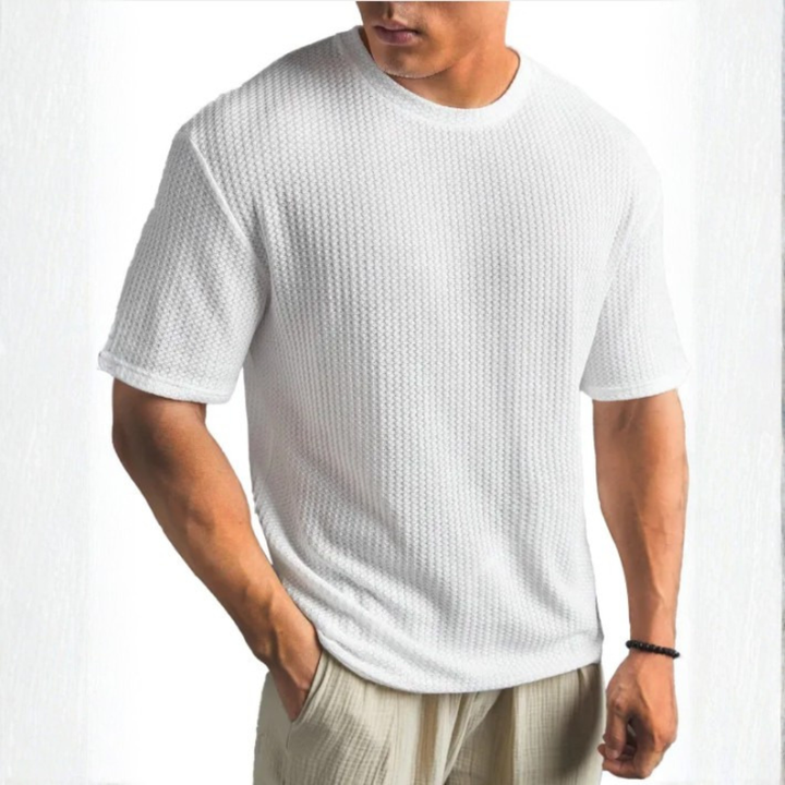 Basketweave Knit T-Shirt Heren