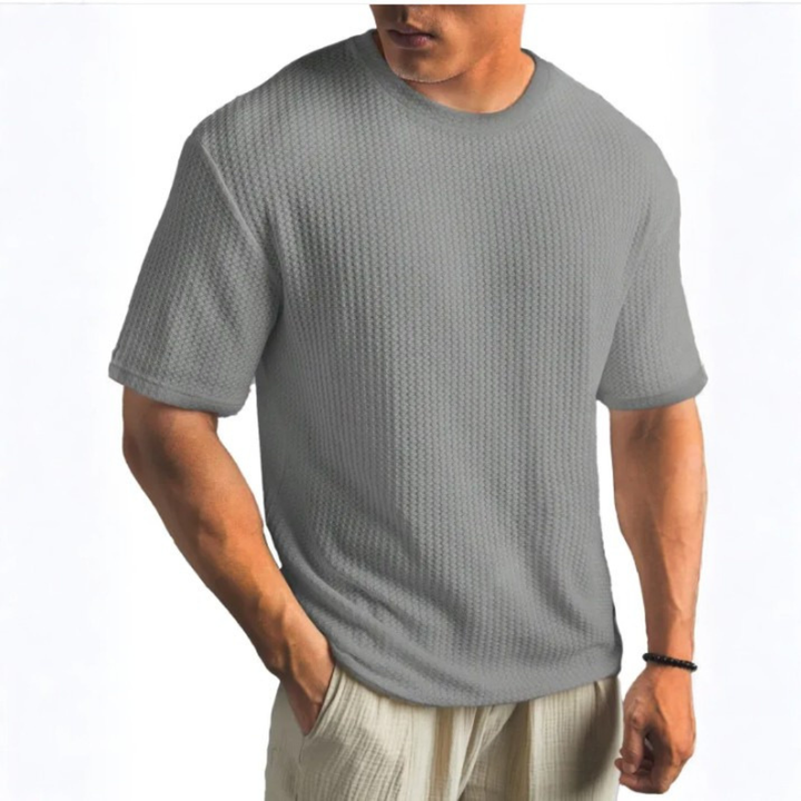 Basketweave Knit T-Shirt Heren