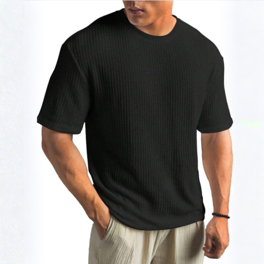 Basketweave Knit T-Shirt Heren