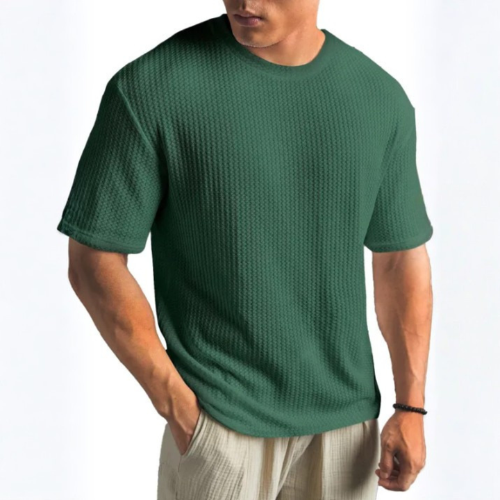 Basketweave Knit T-Shirt Heren