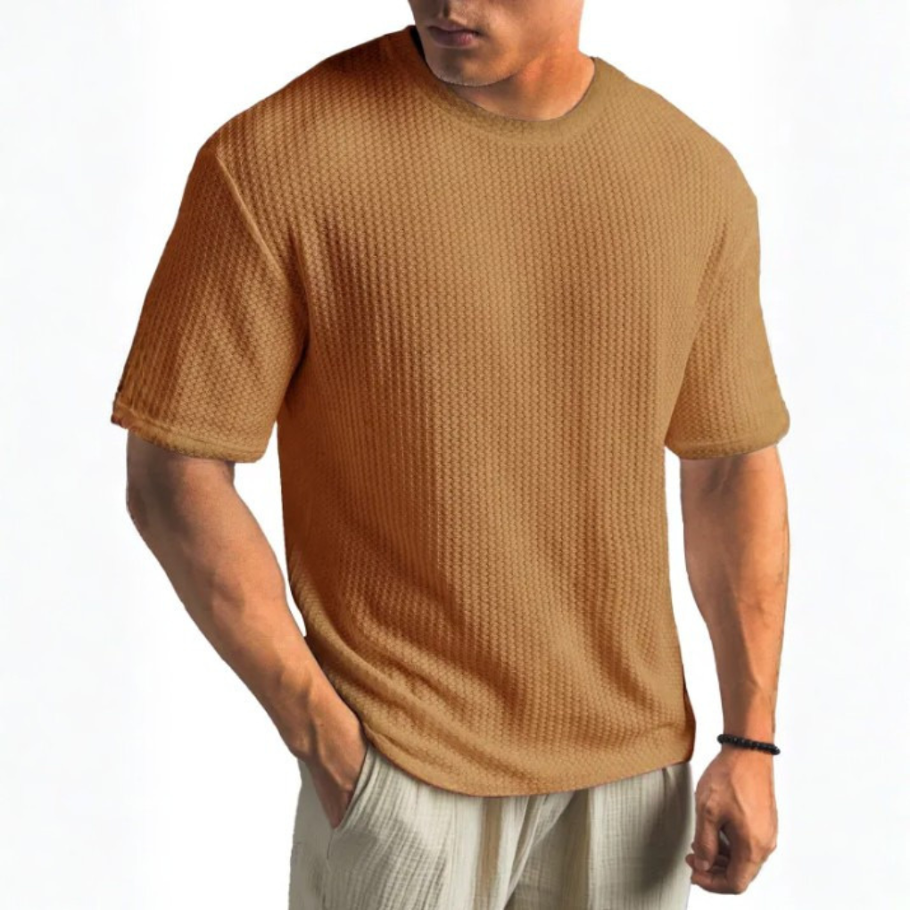 Basketweave Knit T-Shirt Heren
