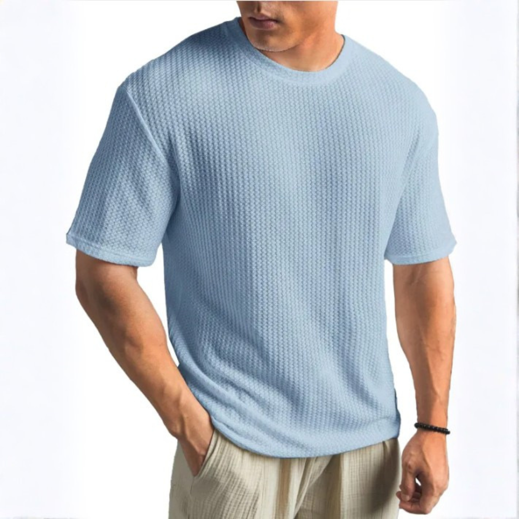 Basketweave Knit T-Shirt Heren