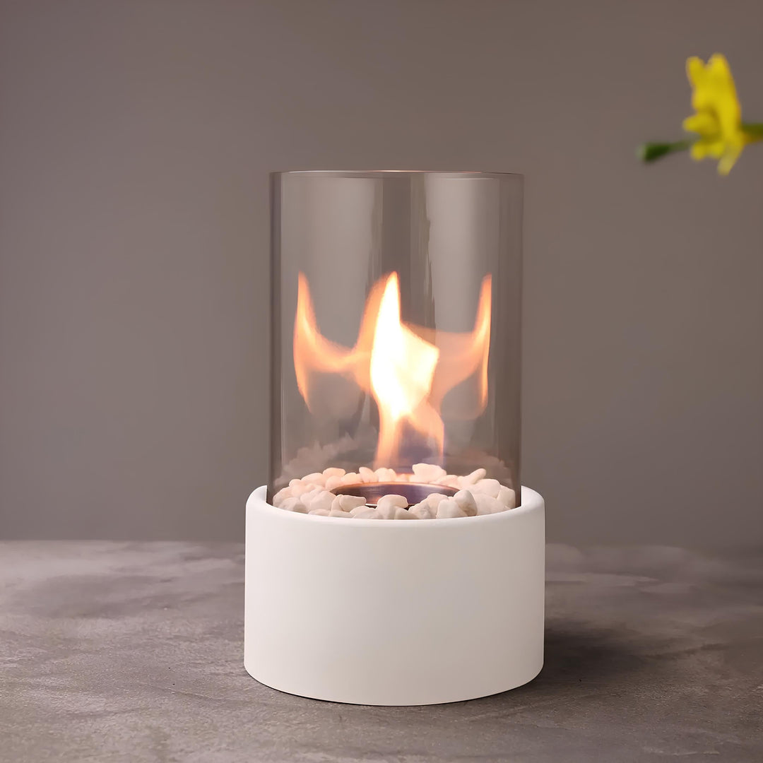 Everlasting Flame olielamp, elegante glazen cilinder met klassieke gloed
