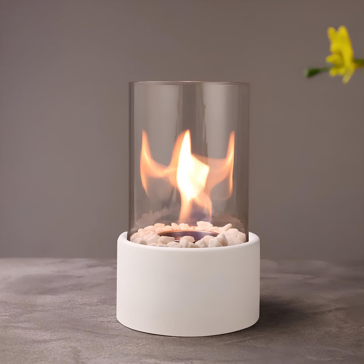 Everlasting Flame olielamp, elegante glazen cilinder met klassieke gloed