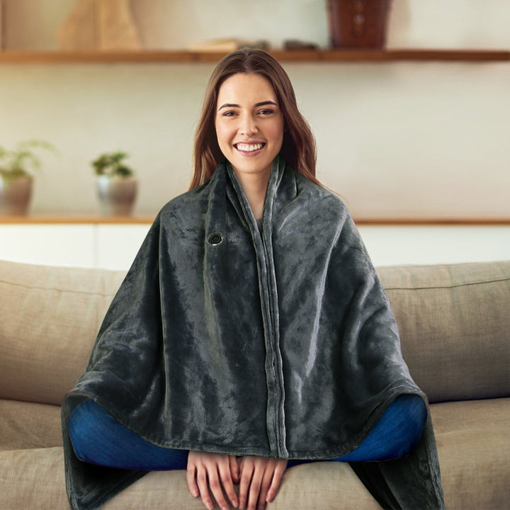 Draagbare USB-warmtedeken met rits van zachte fleece