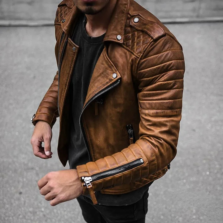 Leren herenbikerjack – Cael