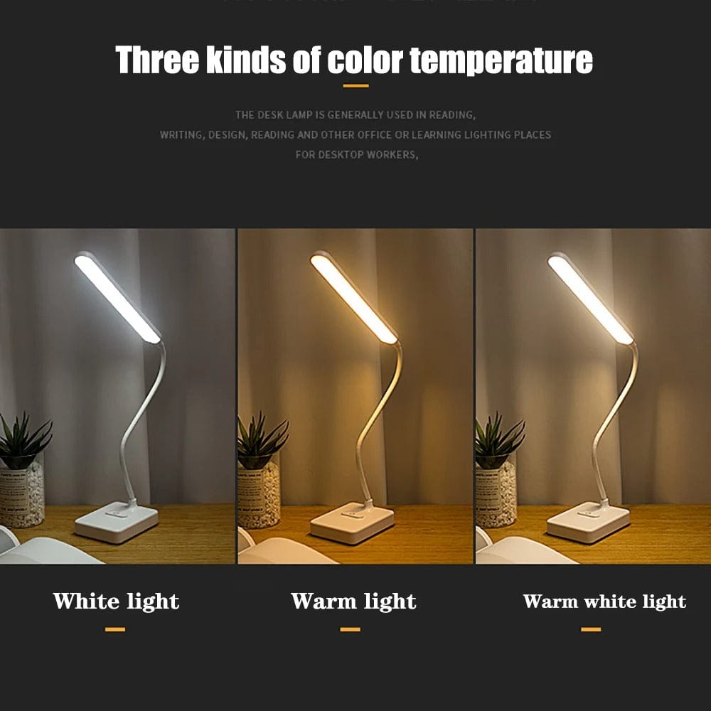 Flexibele bureaulamp met buigbare arm, oplaadbaar en verstelbaar licht
