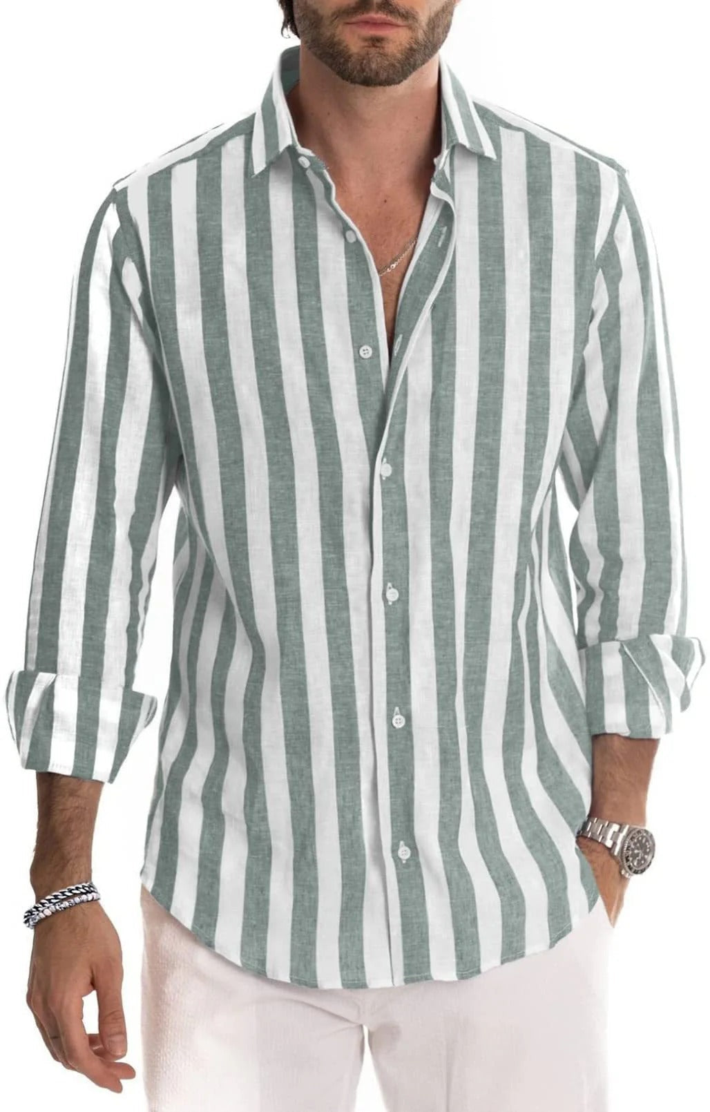 Gestreept herenshirt met lange mouwen