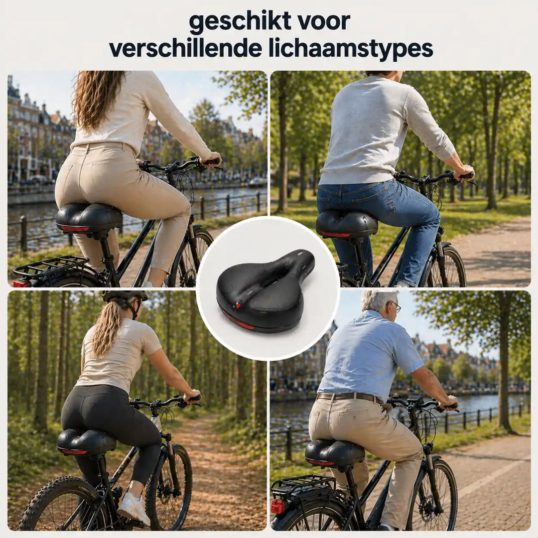 Ergonomische comfortabele fietszadel met uitsparing – met 2 inch dik schuim en waterdicht PU-leer