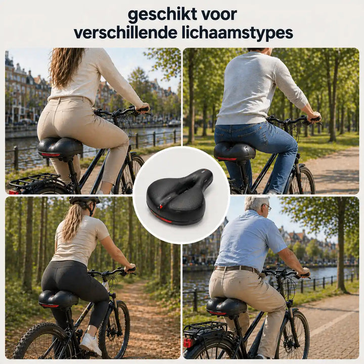 Ergonomische comfortabele fietszadel met uitsparing – met 2 inch dik schuim en waterdicht PU-leer