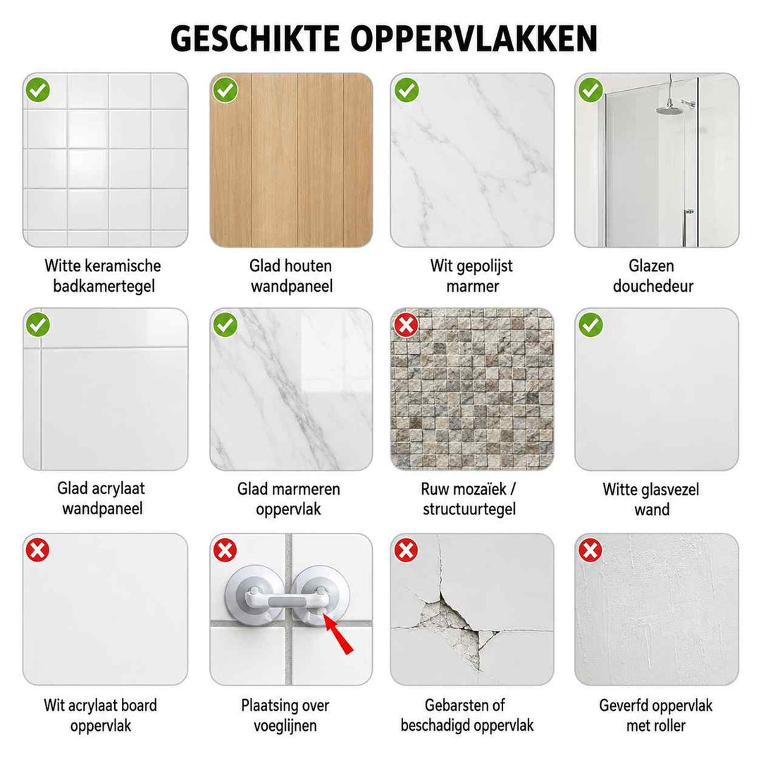 Zuignaphandgreep voor de douche, veiligheidsgreep voor de badkamer zonder boren, 15,7 inch