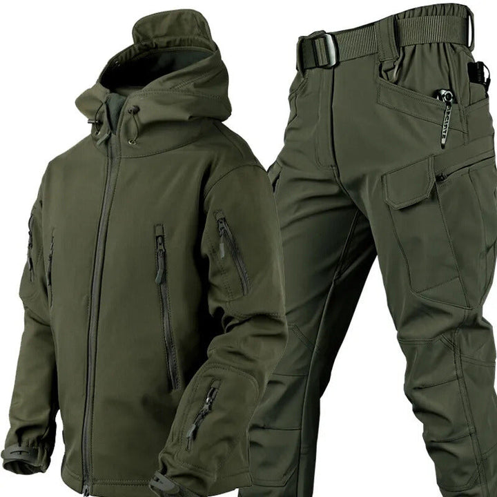 Waterdichte winddichte outdoorset van jas en broek met fleecevoering
