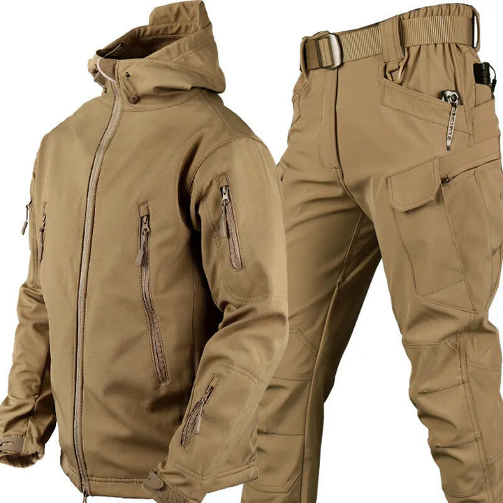 Waterdichte winddichte outdoorset van jas en broek met fleecevoering